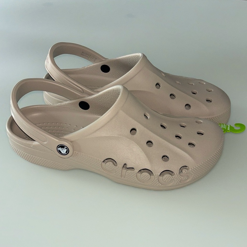 BAYA CROCS Tan Sandals With Signature Tread Pattern
